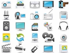 懷舊風格的彩色與白色電子矢量圖標